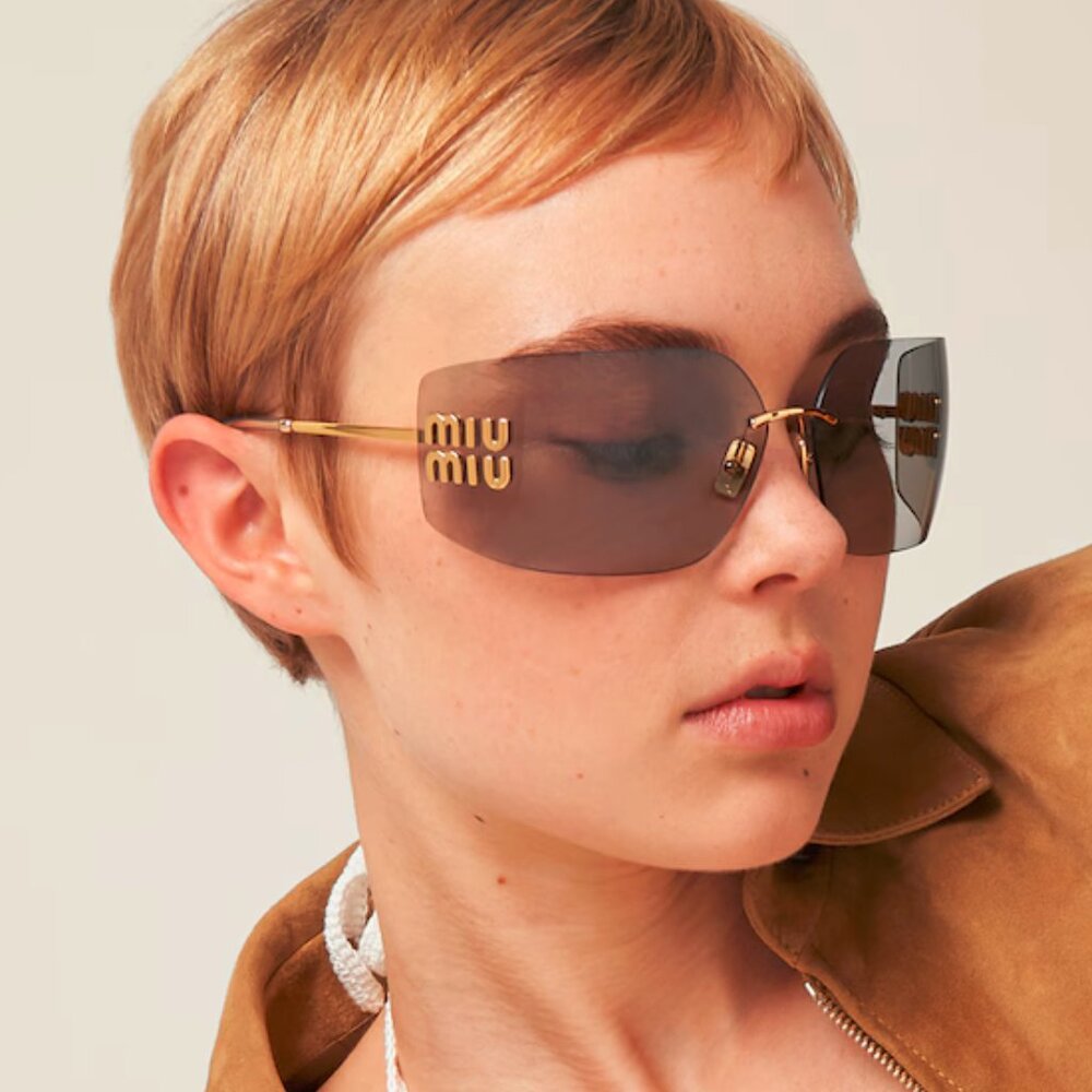 Miu Miu Aube Light Grey & Gold-Tone Sunglasses
